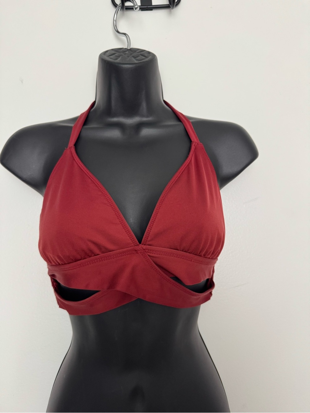Kona Sol Wine Red Halter Bikini Top